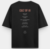 Back view of CULT OF AI AI-inspired graphic t-shirt