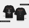 DIGITAL GHOST glitch graphic printed on black oversized cotton T-shirt Front and Back