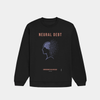 Front of NEURAL DEBT oversized sweatshirt featuring a human profile transitioning into neural circuitry