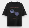 Black oversized T-shirt featuring Synthetic Instinct human and AI brain graphic