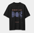 Black oversized T-shirt featuring MEMORY LEAK fingerprint and digital fragments graphic