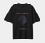 Black oversized T-shirt featuring ECHO CHAMBER human profile with concentric echo forms and digital fragments