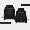 Front and Back of Black oversized ATTENTION ECONOMY graphic hoodie from the STREETANZA SIGNALS NOISE collection