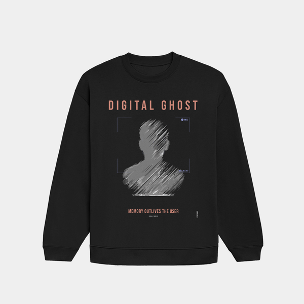 DIGITAL GHOST oversized 400 GSM Heavyweight sweatshirt featuring a glitch-inspired ghost graphic